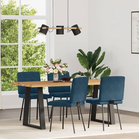 Maison Exclusive - Esszimmerstühle 4 Stk. Blau Samt