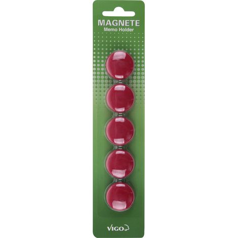 Vigo Magnete für Magnettafeln 5er Pack, rot, rund Magnettafel & Pinnwand