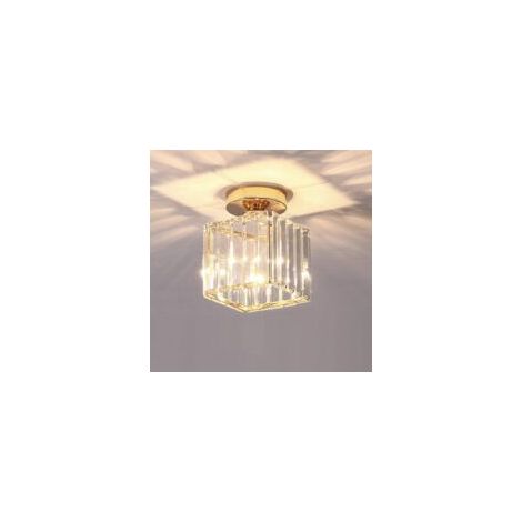 Lampe suspendue en métal cristallin – Réservoir en verre – Ampoule E27 – 14 cm x 17 cm – Design doré nordique, idéal pour salon, chambre, cuisine et salle de bain (1/4)