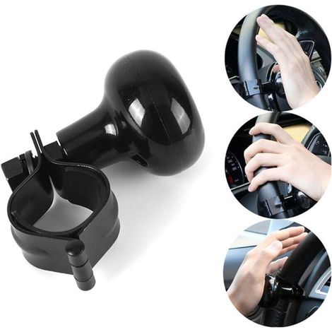 Spinner de Volant de Voiture, Universel Bouton Rotation du Volant de Poignée électrique Noir pour voiture, camion, SUV, tracteurs, bateaux, tondeuses à gazon (1/3)