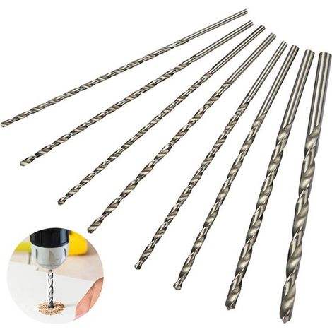 Jeu de forets - 8 pièces - Forets à Forets à bois - Foret hélicoïdal - Acier rapide - Argent - Diamètres 4 mm/4,2 mm/4,5 mm/5 mm/5,2 mm/6 mm/8 mm/10 mm - Tige droite (1/5)