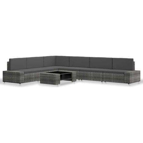 Maison Exclusive - 7-tlg. Garten-Lounge-Set Poly Rattan Grau (1/5)