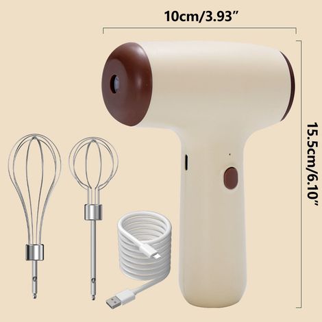 Batteur Électrique À Main - Batterie Rechargeable Sans Fil - Têtes En Acier Inoxydable 304 - Pour Oeufs Crème Fouettée Sauce Mayonnaise - 1 Pièce (1/5)