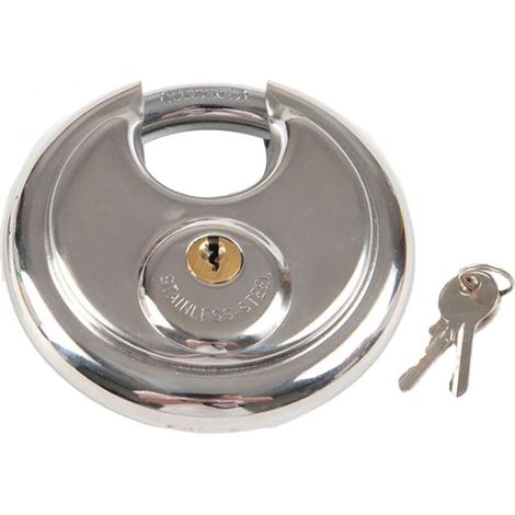 Dispositivo antirrobo para enganche de remolque, candado de estribo redondo de 70 mm con llave, grillete de acero inoxidable, disco para remolque de coche (1/5)