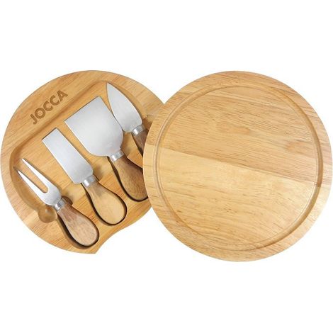 Jocca - Set Tavola Formaggi con Coltelli in Acciaio Inox  Ideale per Amanti del Formaggio  Tavola Rotonda diametro 20cm con Set di 4 Coltelli  Perfetto Regalo Originale (1/3)