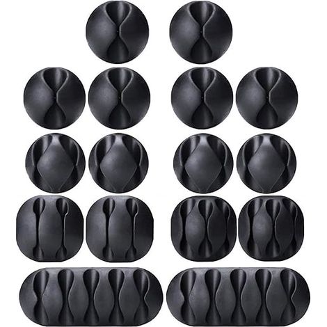 Attaches-câbles, lot de 16 supports adhésifs noirs pour câbles, idéaux pour les câbles