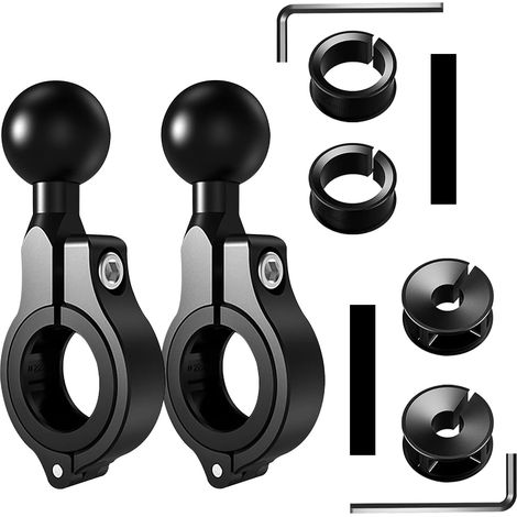 2 Support à Bille, Alliage d'Aluminium, Guidon 25mm, Caoutchouc Anti-vibration, Moto Vélo Scooter (1/4)