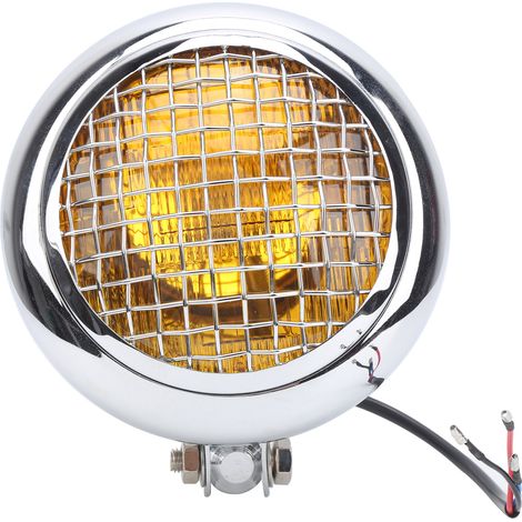 Phare rond LED 12V moto style rétro 60W feux de route/croisement jaune, étanche, projecteur avant. (1/5)