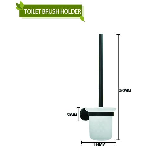 Porte-brosse WC mural en acier inoxydable noir mat avec porte-serviettes, porte-savon, porte-papier toilette, crochets pour peignoirs et serviettes. Accessoires de salle de bain. (1/5)