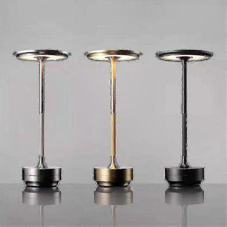 Kabellose Tischleuchte mit einstellbarer Helligkeit, wasserdichtes Metalldesign, USB-aufladbar, tragbare Beleuchtung, 1 Stück. (1/5)