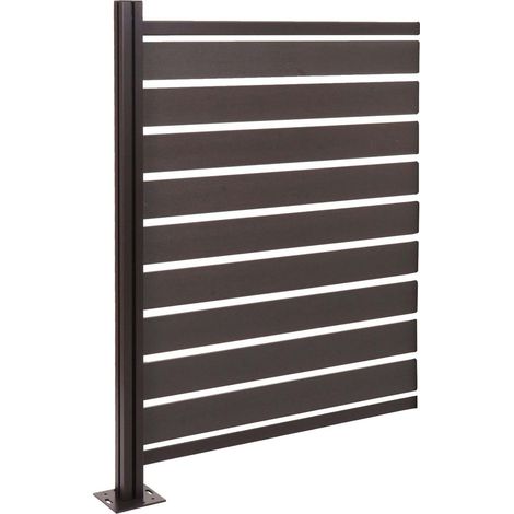 Pannello supplementare recinzione fendivista bidoni box rifiuti HHG-947 alluminio aspetto legno 130x100x6cm antracite