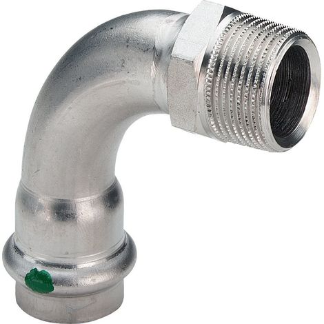 Viega Sanpress Inox-Curva di transizione a 90 gradi, d 35mm, R 11/4 acciaio inossidabile Modello 2314, 436940