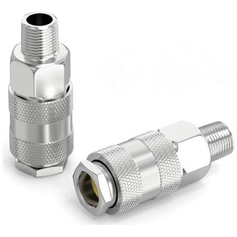 BUNTHAUS 2 Pièces 1/4 Inch Air Line Connectors, 1/4\" Male Thread Euro Airline Compressor Fittings, Quick Connect Air Coupler Air Hose Fittings,Air Coupler (1/5)