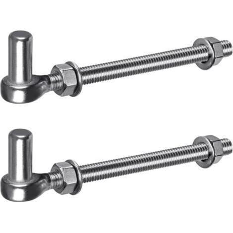 Charnière de Portail M12, 2pcs Quincaillerie à œillet de Champ Robuste 16mm Crochet pour Goupille de Suspension de Jardin en Métal pour Portail de Ferme/Clôture en Bois/Allée, 440lbs/20cm
