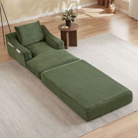 Canapé sans os, fauteuil lounge en velours côtelé minimaliste moderne, canapé spacieux pour salon et chambre, design double couche convertible en lit. (1/5)