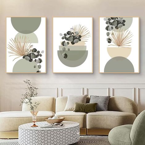 Poster 3teilig Boho grüne Pflanze Wohnzimmer B 50x70cm (1/5)