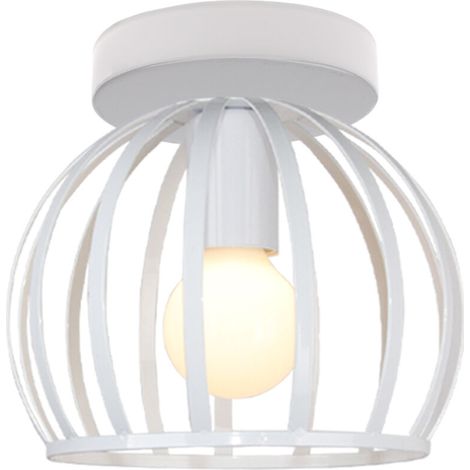 – Plafonnier LED industriel E27 – Abat-jour métal blanc 20x17cm – Douille E27 – Tension 220-240V – Pour pièces et restaurants (1/5)