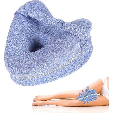 Oreiller de genou pour les couchants latéraux - sciatique, oreiller de soulagement de la hanche et du dos avec sangle réglable, oreiller de jambe en mousse mémoire pour le sommeil latéral, bleu ciel