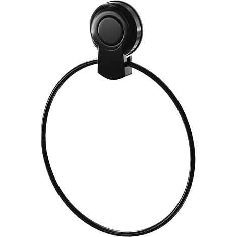 Showerdrape Suctionloc Black Steel Suction Wall Mounted Towel Ring (1/5)