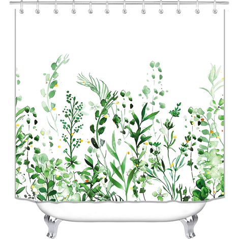 Sollbry Cortina de ducha de poliéster antimoho de 180 x 200 cm, lavable con impresión digital y 12 ganchos gratis. (1/3)