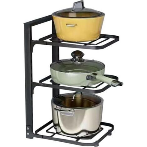 Le support de rangement pour casseroles à 3 niveaux sous l'évier peut stocker des casseroles en fer et des plaques à pâtisserie (1/5)