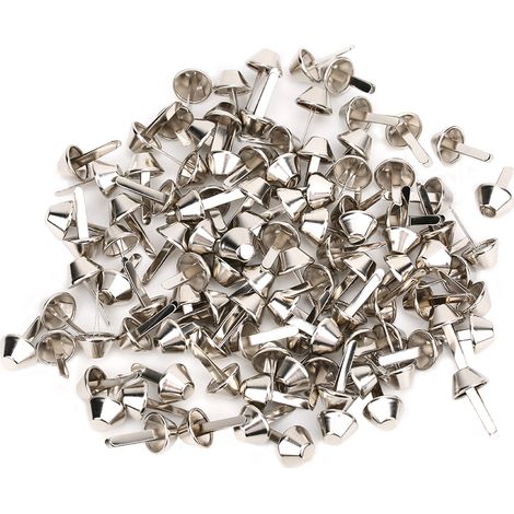 100 clous en fer blanc argenté pour la confection de sacs à main en cuir (accessoires plats en forme de champignon). (1/3)
