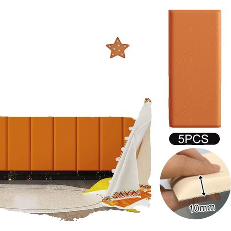 Pegatinas de pared 3D, diseño de bolsa suave, paneles autoadhesivos, naranja - 5 piezas (1/2)