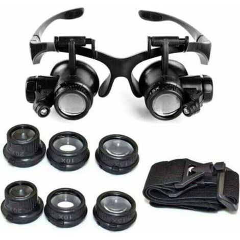 Loupe Serre Tête Loupe Frontale Lunettes grossissantes Allumage LED Grossissements de 10x, 15x, 20x et 25x (1/4)