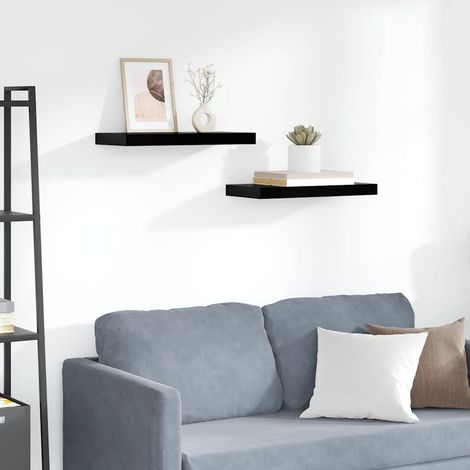 vidaXL Floating Wall Shelves 2 pcs High Gloss Black 50x23.5x3.8 cm MDF (1/5)