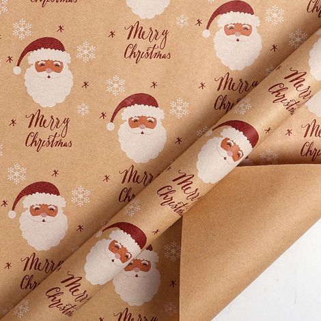 Rouleau de papier cadeau de Noël (0,43 x 3 mètres), grand format, papier kraft rétro écologique.