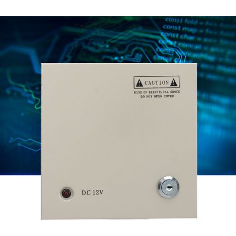 Alimentation CCTV à 4 canaux 12V 5A avec fusible, boîtier métallique, prise secteur et verrouillage, adaptée aux caméras de sécurité, DVR, caméras réseau et caméras CCTV (110V/220V). (1/5)