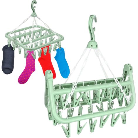 Tendedero de ropa plegable de plástico - verde