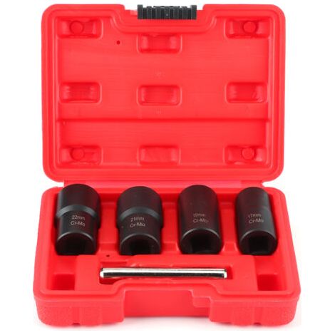 DEESSE SHOP-Jeu de 5 douilles torsadées, jeux de douilles extracteur d'écrous douille pour extracteur de boulon endommagés Twist Socket Set Roue de verrouillage 17 19 21 22 mm. (1/5)