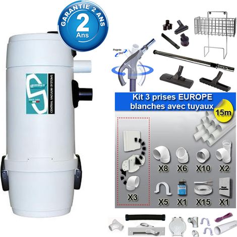 Aspiration centralisée Sistem Air Sunny Smart 7 Plus (jusqu’à 250 m²), Garantie 2 ans + Set inter 9 M + 8 accessoires + kit 3 prises + kit prise balai + kit prise garage (1/5)