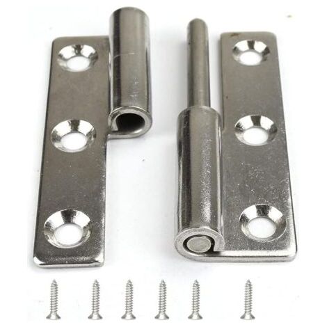 Pair Lot de 2 petites charnières à joint coulissant pour porte de couvercle droitier – 7,6 cm de long Charnière à 6 trous en acier inoxydable robuste (1/5)