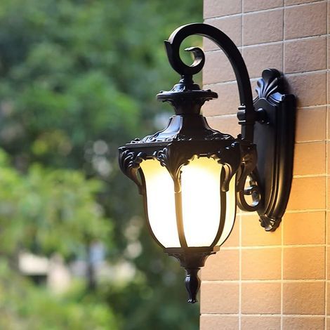 Lampe murale vintage style européen applique décorative Cour Salon Balcon ALUMINIUM NOIR (1/5)