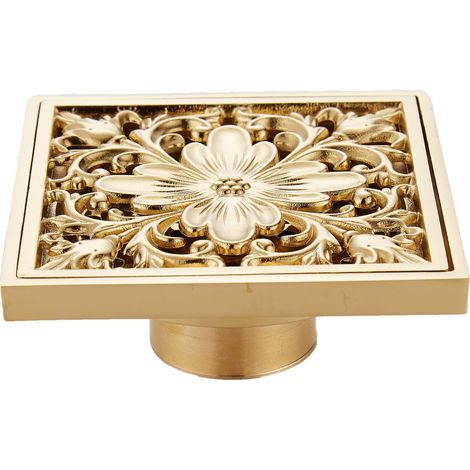 Square antique brass floor drainer with drainage filter for bathroom (1/5)