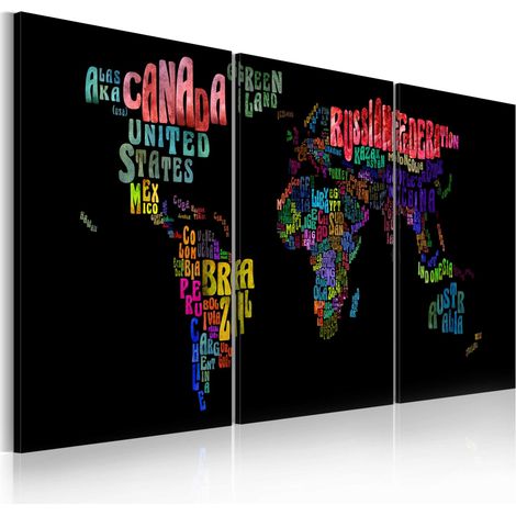 Quadro - Mappa del mondo: testo - 120x60 (1/4)
