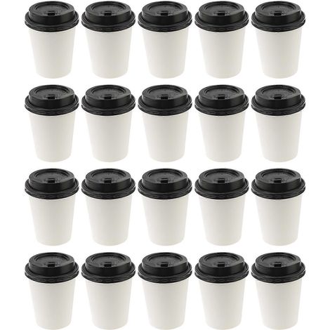50 gobelets à café jetables isothermes à emporter en papier avec couvercle (8 oz, 280 ml)-9.20X8.00X8.00CM