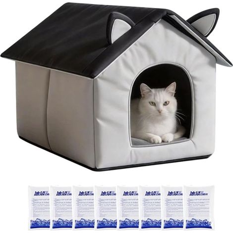 Maison Rafraîchissante pour Chat Été avec 8 Blocs de Glace Literie pour Chien Pliable Imperméable - pour Chiot Repos Intérieur Été pour Intérieur, Extérieur, Repos, Chiot, Chatton (1/5)