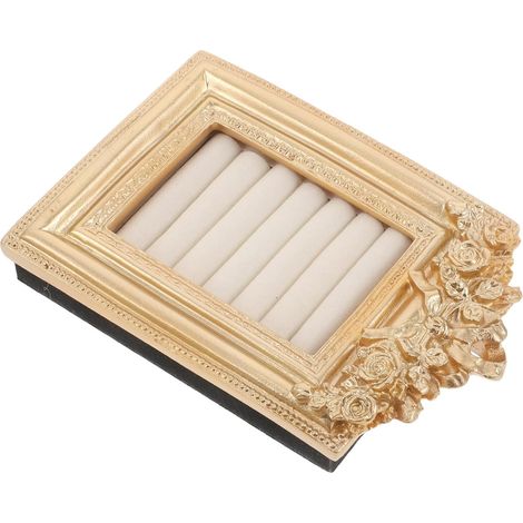 Présentoir à Bijoux Vintage Plateau Compact, Porte-bagues Baroque en Résine Dorée, Organiseur pour Boucles D’oreilles et Bagues, pour Rangement Maison et Décoration Anniversaire, (1/5)