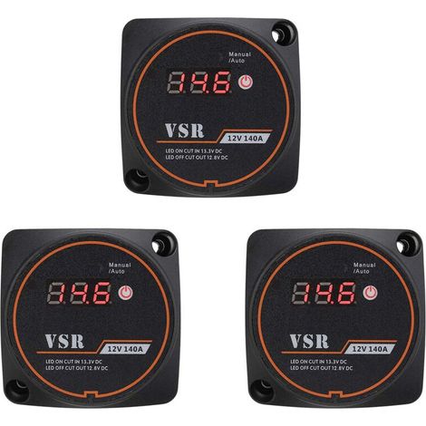 Relé cargador divisor 3 vías sensible voltaje con pantalla digital VSR 12V 140A para coche autocaravana (1/2)
