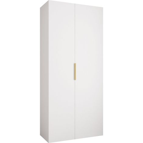 Armario Hartford 572, Blanco, 246x110x42cm, Puertas de armario: Con bisagras, Número de estantes: 6