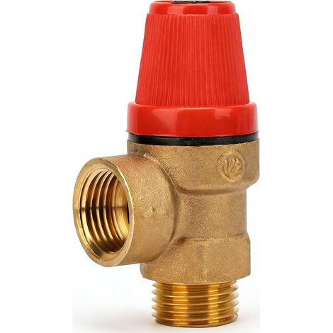 Soupape de Securite Chaudiere en Laiton G1/2'', 6 bars DN15 Vanne de Sécurité à Membrane, Soupapes de Décharge à Ressort à Filetage, pour Chaudières et Installations Chauffage à eau (1/5)