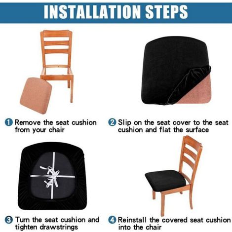 Housse De Chaise - Velours Extensible - Pour Salle À Manger Cuisine Hôtel - Lot De 4 (1/4)