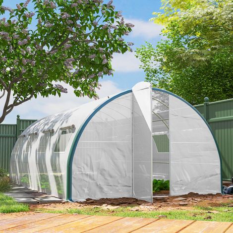 Begehbares Gewächshaus aus Polyethylen (6 x 3 m), Weiß