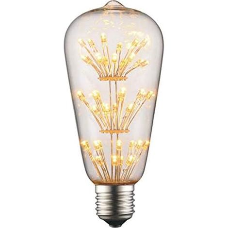 Bombilla LED de filamento Starry ST64 de 3 W, forma esférica clásica, casquillo E27 de 220 V, blanco cálido de 2200 K, ángulo de haz de 360°, equivalente a 30 W, superficie impresa con patrón de estre