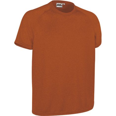 Camiseta técnica manga corta raglán, con diseño jaspeado vigoré, tejido poliéster transpirable VALENTO REVOLUTION XXL Naranja fiesta