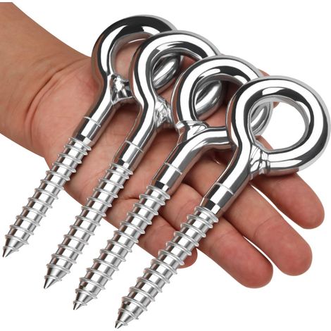 Vis à Anneau M12x90 - Lot de 4 - Acier Galvanisé - Crochet Fermé - Pour Échafaudage et Fixation Lourde (1/5)