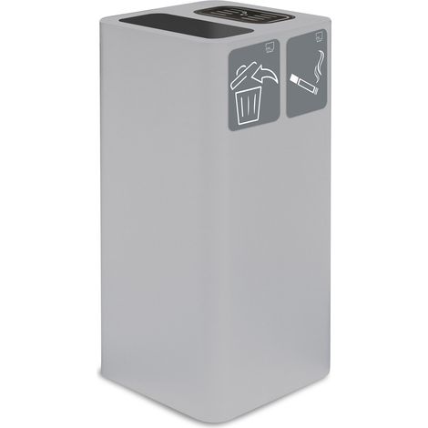 Pattumiera Per Raccolta Rifiuti 38x38xh80 cm In Acciaio Verniciato con Coperchio Basculante Bianco (1/2)